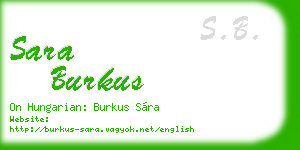 sara burkus business card