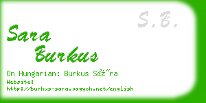 sara burkus business card